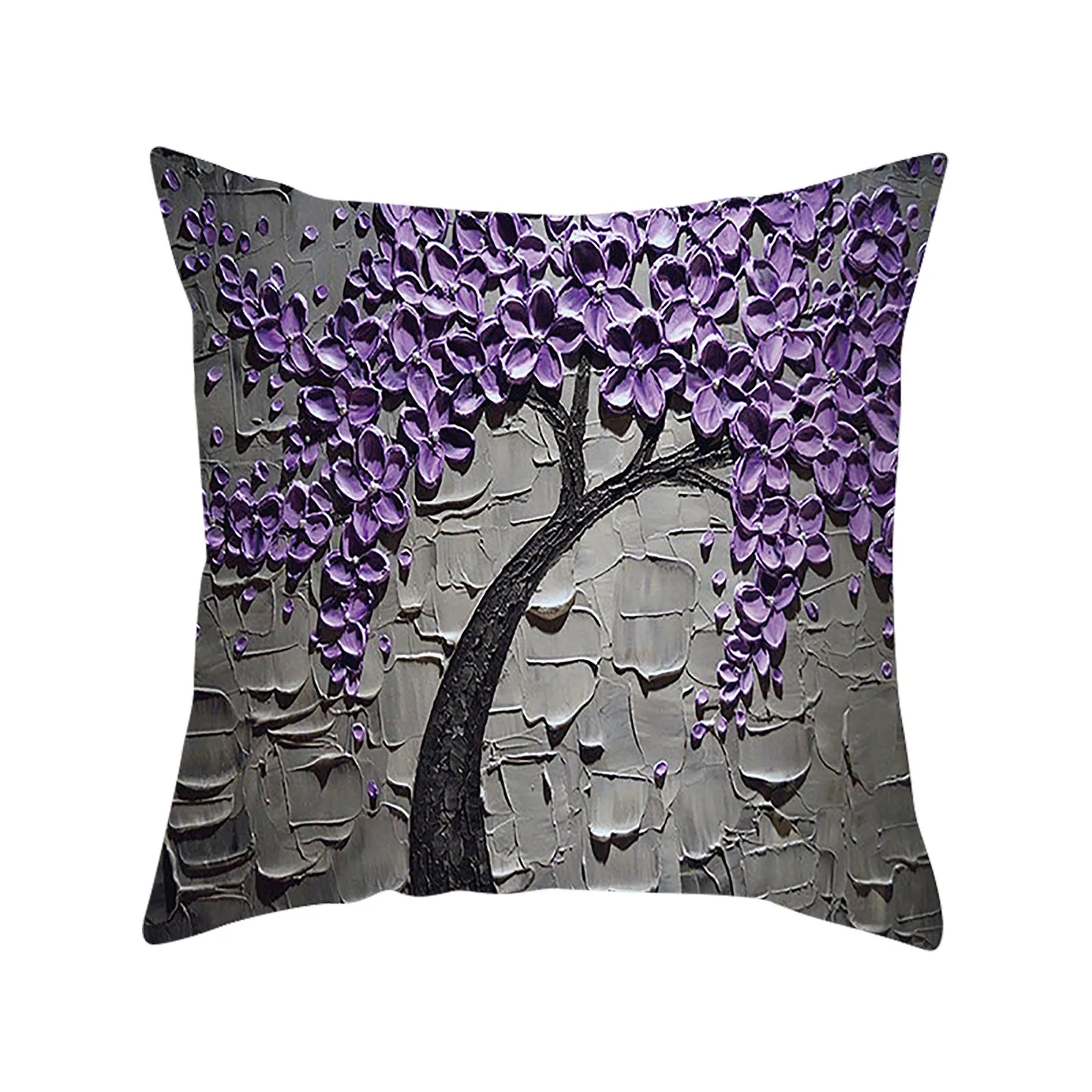 

Cotton Linen Throw Pillow Cover Decorative Oil Painting White Flower Black Tree And Cushion Case Home Satin Pillowcase Set of 2