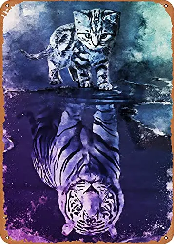 

Cute cat Vintage Look Metal Sign Art Prints Retro Gift 8x12 Inch