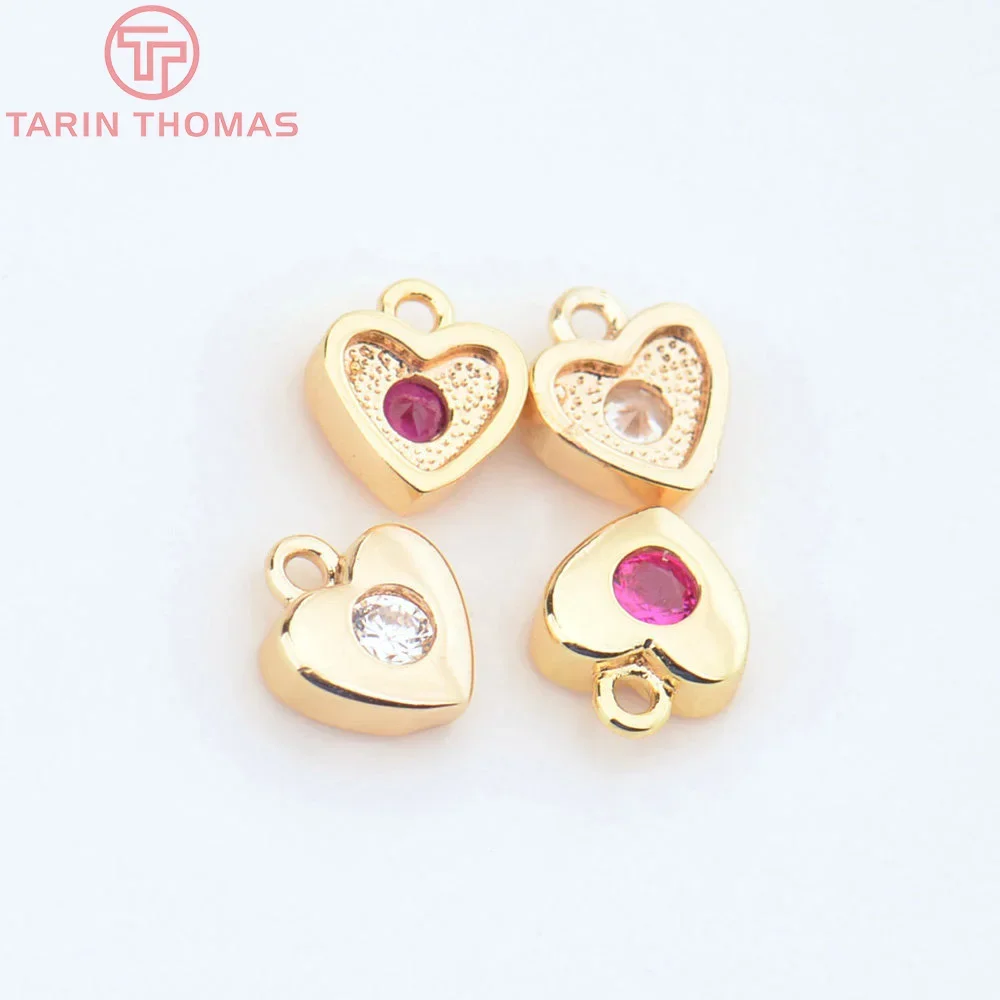 (4553)10 шт. 6 5x7 5 мм отверстие 1 24 К золотого цвета латунь с цирконами подвески в форме