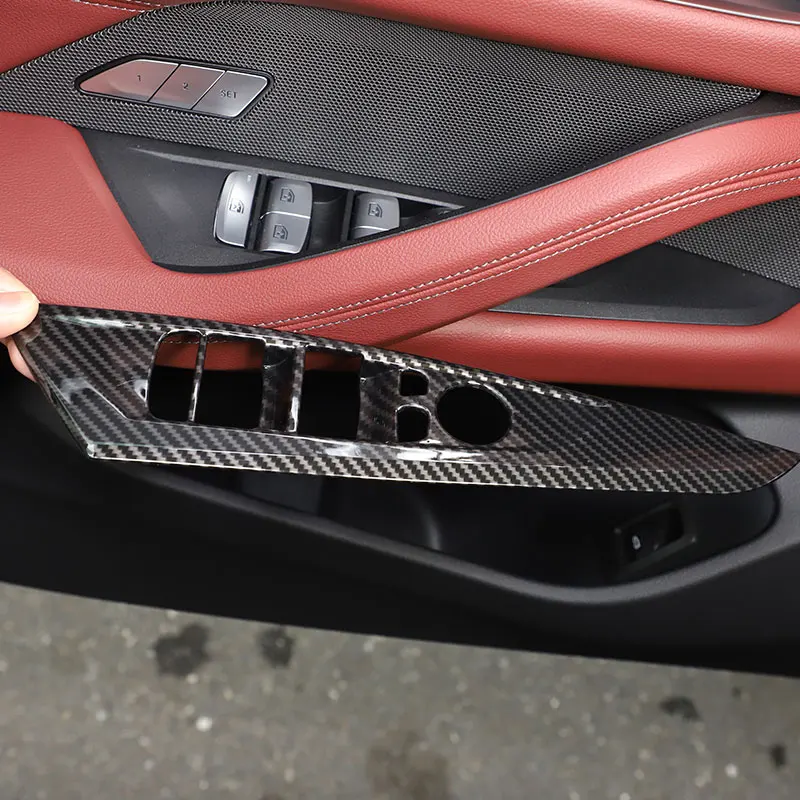 

For BMW 4 Series G26 2021-2022 ABS Carbon Fiber/Black Car Window Lift Button Panel Frame Cover Trim Sticker Accessories