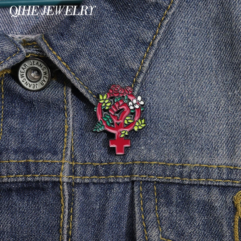 

Fist Enamel Pin Flower Brooch Metal Badge Creative Custom Women Girl Accessories Lapel Pin Jewelry Backpack Hat Gifts