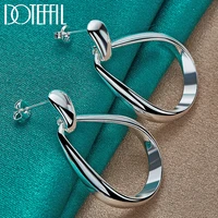 doteffil 925 sterling silver classic big circle drop charm earrings women party gift fashion wedding engagement jewelry