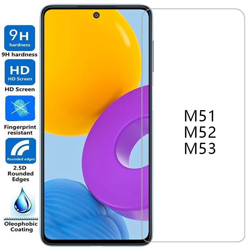 Закаленное стекло для samsung m51 m52 m53 5g чехол телефона galaxy m 51 52 53 53m задняя крышка 360