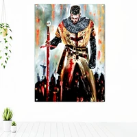 medieval warrior armor banner polyester hanging cloth sticker masonic flag knight templar order posters flag print painting t6