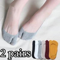 summer combed cotton tabi socks solid comfortable breathable two toe socks women non slip invisible low cut kawaii boat sock new