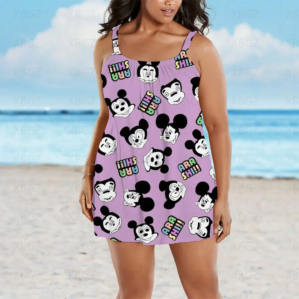 Plus Size Summer Outfits Women's Dresses Free Shipping Sleeveless Woman 2022 Print Sling Minnie Mouse Sexy Loose Boho Mickey 9XL