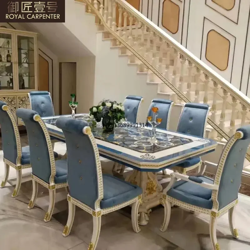 Европейский обеденный стол и стул комбинированный французский Прямоугольный