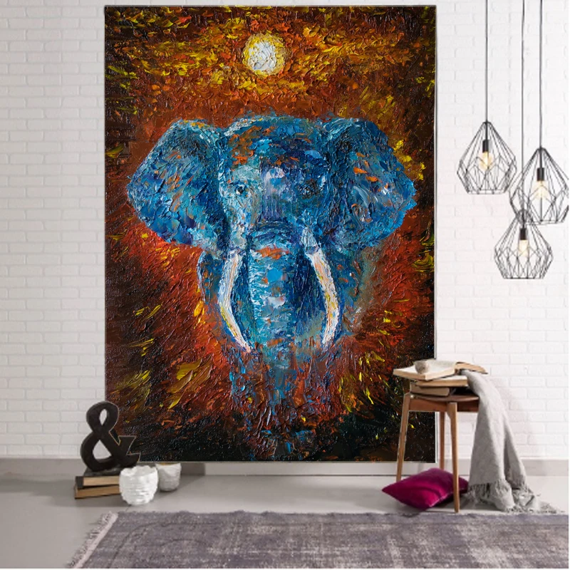 Indian wall decoration tapestry elephant throwing yoga mat home bedroom decoration Mandala animation aesthetics custom tapestry