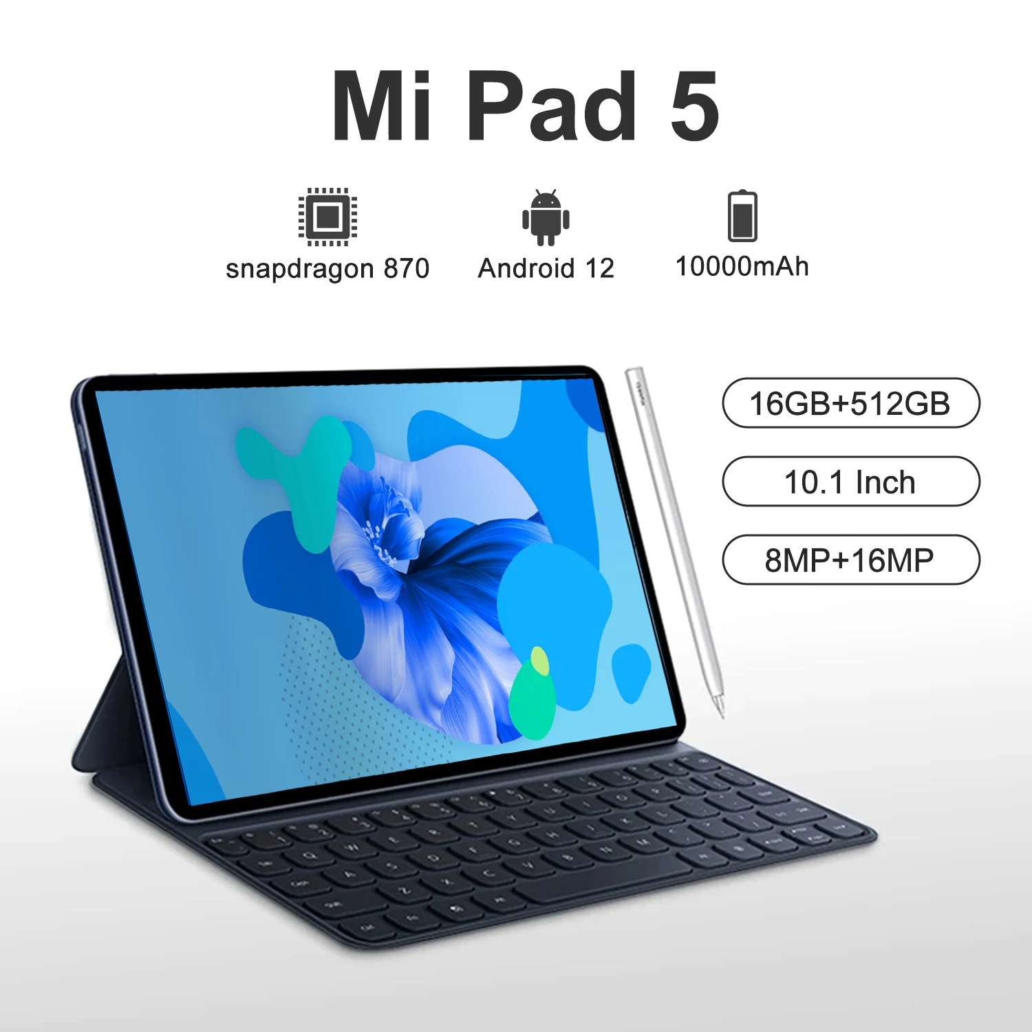 

2023 Android Tablet Mi Pad 5 10.1 Inch HD 16G + 512GB Global Tablette For Laptop 5G Dual SIM Card or WIFI Google Play Tablets PC