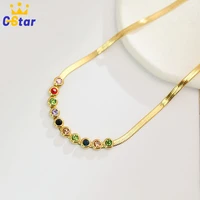 european and american colorful zircon sexy clavicle chain necklace female 316l stainless steel non fading necklaces 2022 new