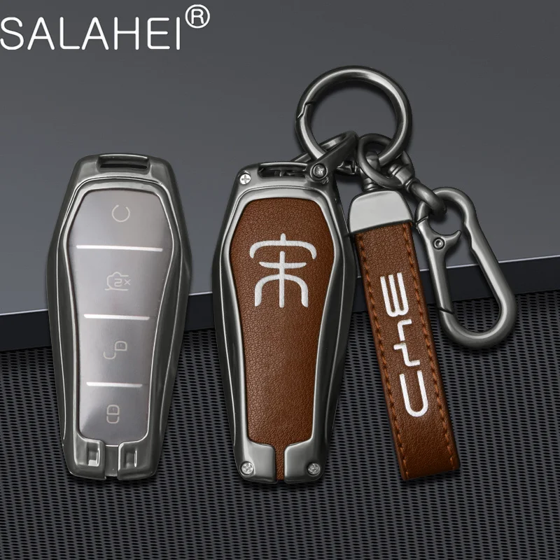 

Zinc Alloy Car Key Case Cover Key Bag Shell Holder Protector For BYD Song Pro Plus Max Dmi EV 2022 Auto Key Decoration Accessory