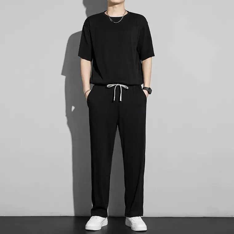 Sports Suit Men's Summer Thin Style Casual Tide Brand Men's Short Sleeve Trousers 2-piece Set Ropa Para Hombres Men's Clothing