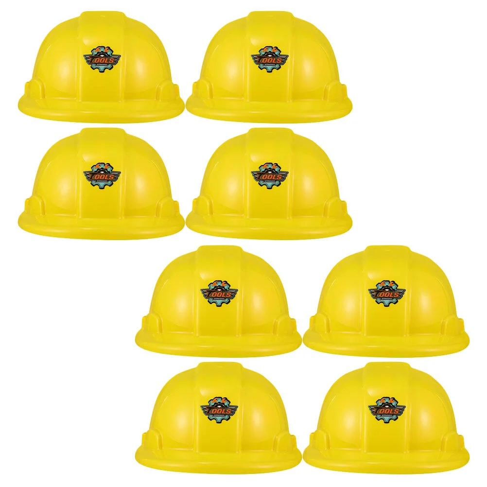 

8 Pcs Tool Hat Halloween Costumes Construction Worker Toys Kids Plastic Hats Plaything Yellow Party Child Caps Engineer