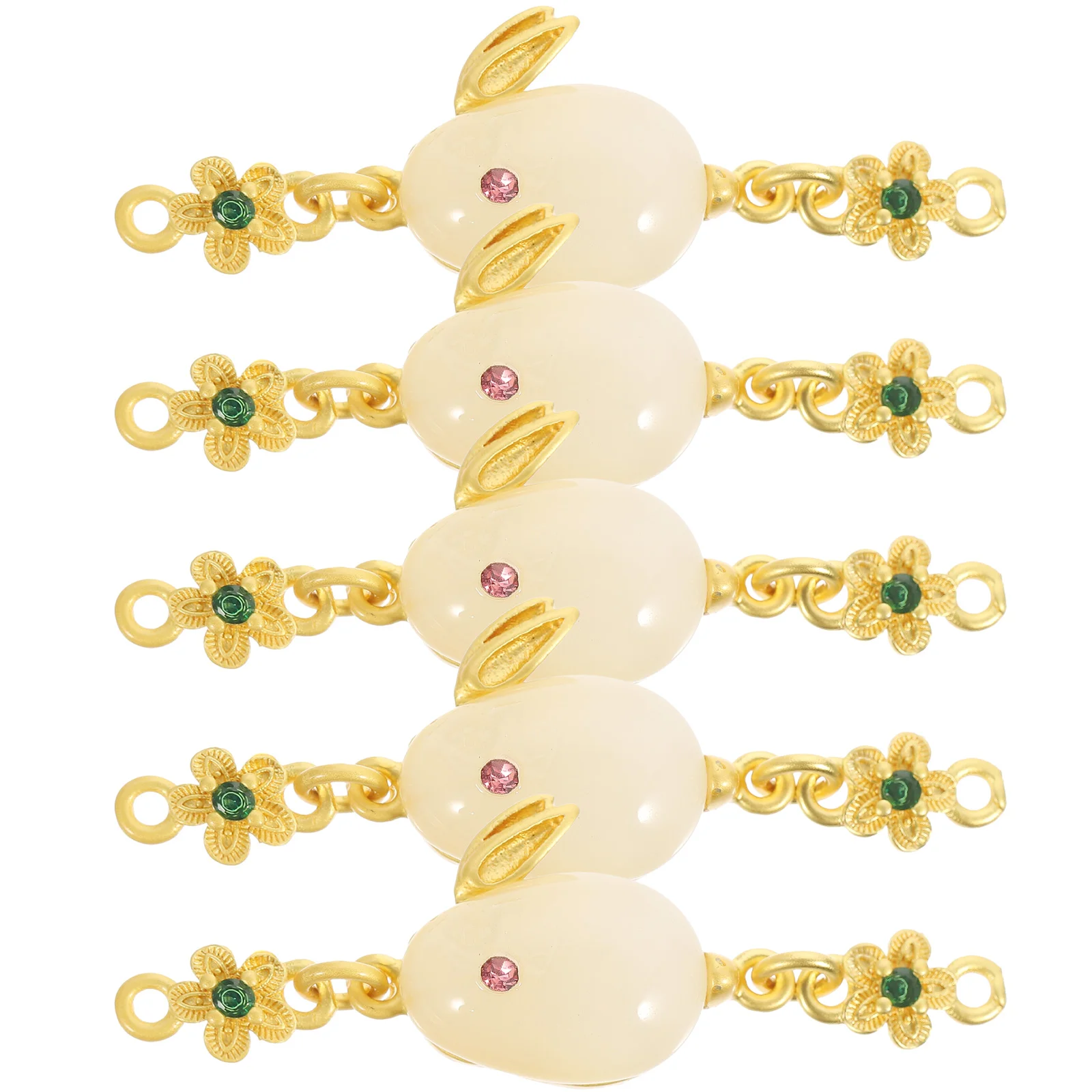 

5 Pcs Diy Necklace Charms Glass Earrings Jade Rabbit Pendant Alloy Charms Jewelry Making Bracelet DIY Animal Pendants Necklace