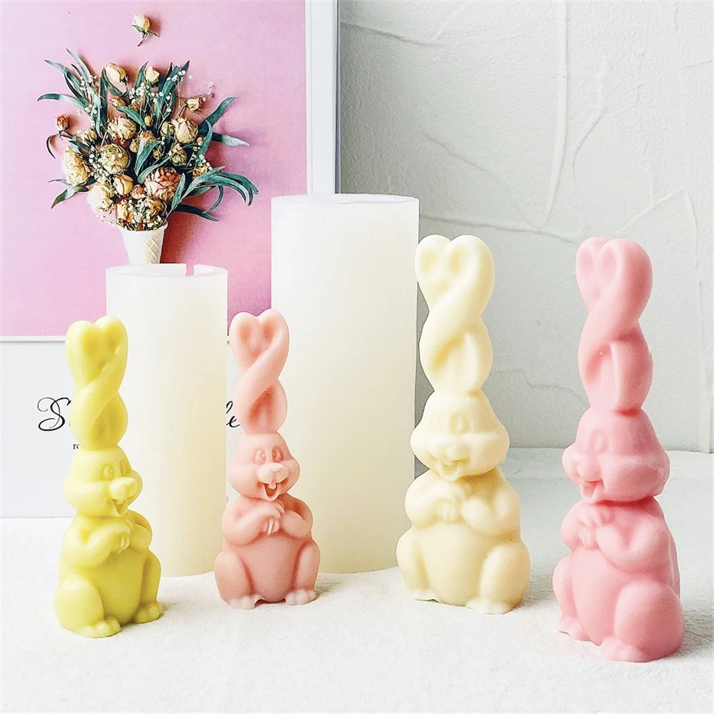 

Long Ear Rabbit Candle Mold Easter Bunny Aroma Silicone Mold Diy Gypsum Epoxy Resin Soap Mould Home Handicrafts Tool 2023 New