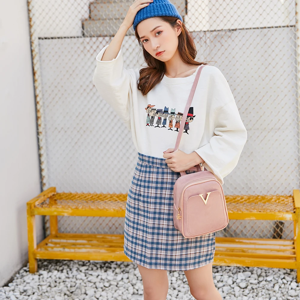 

Hot Sale Backpacks Multi-function Teenagers Mini Casual Backpack PU Leather Pure Color Travel School Shoulder Bag