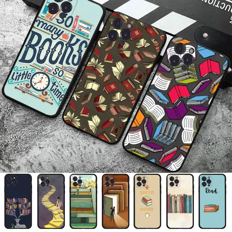 

Read Books illustration Phone Case For iPhone 14 11 12 13 Mini Pro XS Max Cover 6 7 8 Plus X XR SE 2020 Funda Shell