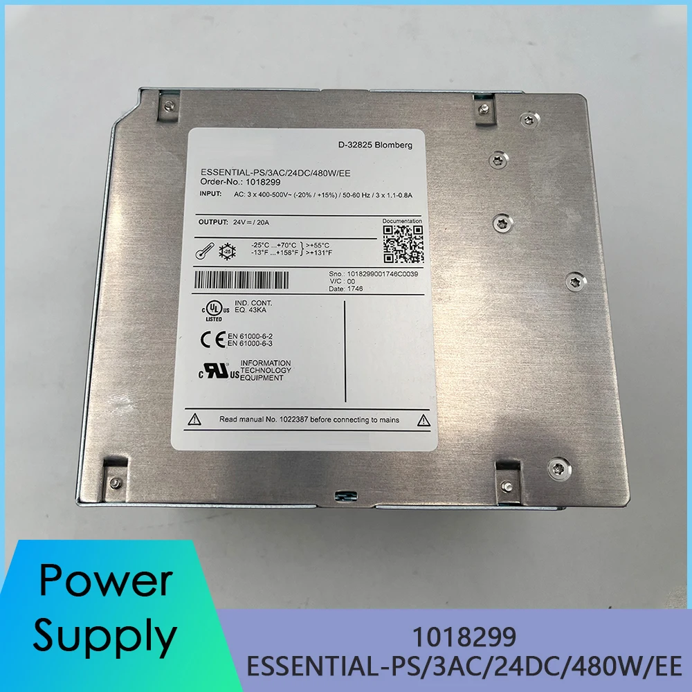 

For Phoenix 1018299 ESSENTIAL-PS/3AC/24DC/480W/EE 3-phase Edition Power Supply For DIN Rail Mounting