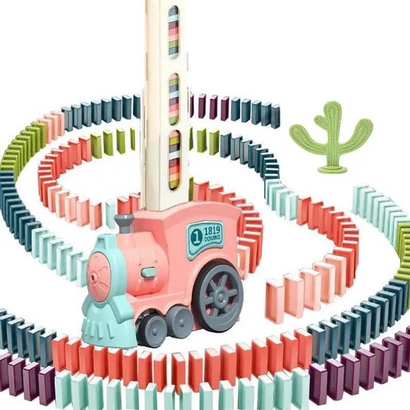 

Автоматический поезд домино, веселые игрушки, строительная игрушка Монтессори со звуком и искусственными звеньями для мальчиков и девочек, подарки на день рождения