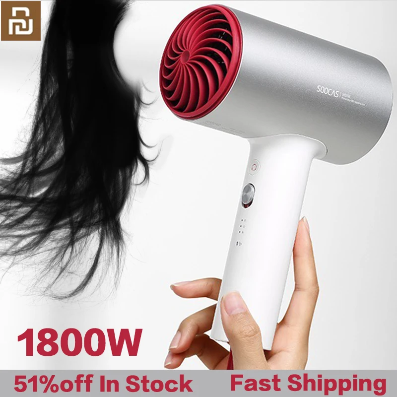 SOOCAS Original Hair Dryer 1800W Professional Hairdryer Machine 3 Gear Wind Speed Hot And Cold Hair Styling Tools From Mi Youpin enlarge