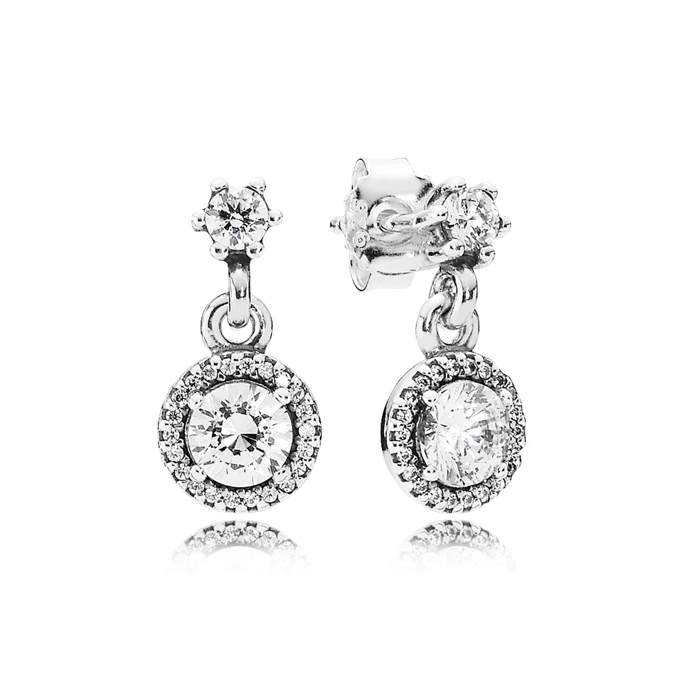 Серьги Panjia S925 Silver DIY Zircon Square в голубом цвете, блестящие круглые серии DORA, простота характера.