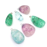 natural stone crystal pendants drop shape charms for diy accessories for making necklaces jewelry popping crystal green charms