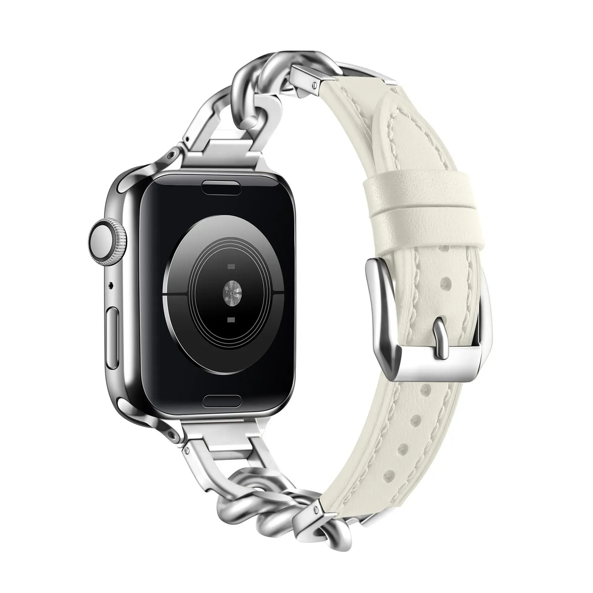 

Stainless Steel Leather Bracelet Band for Apple Watch 8 7 6 5 Se 45mm 41mm for Woman 40mm Strap