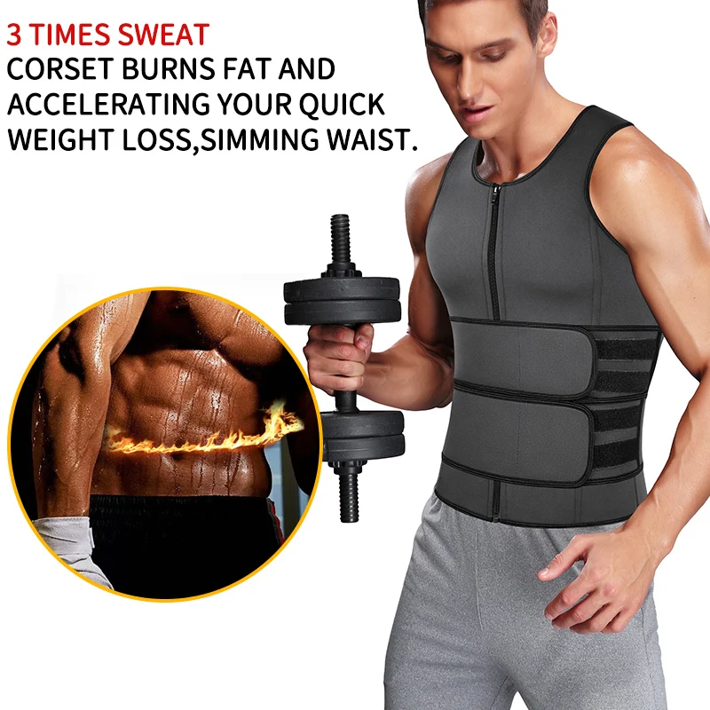 Mens Body Shaper Waist Trainer Sauna Suit Sweat Vest Slimming Underwear Weight Loss Shirt Fat Burner Workout Tank Tops Shapewear
