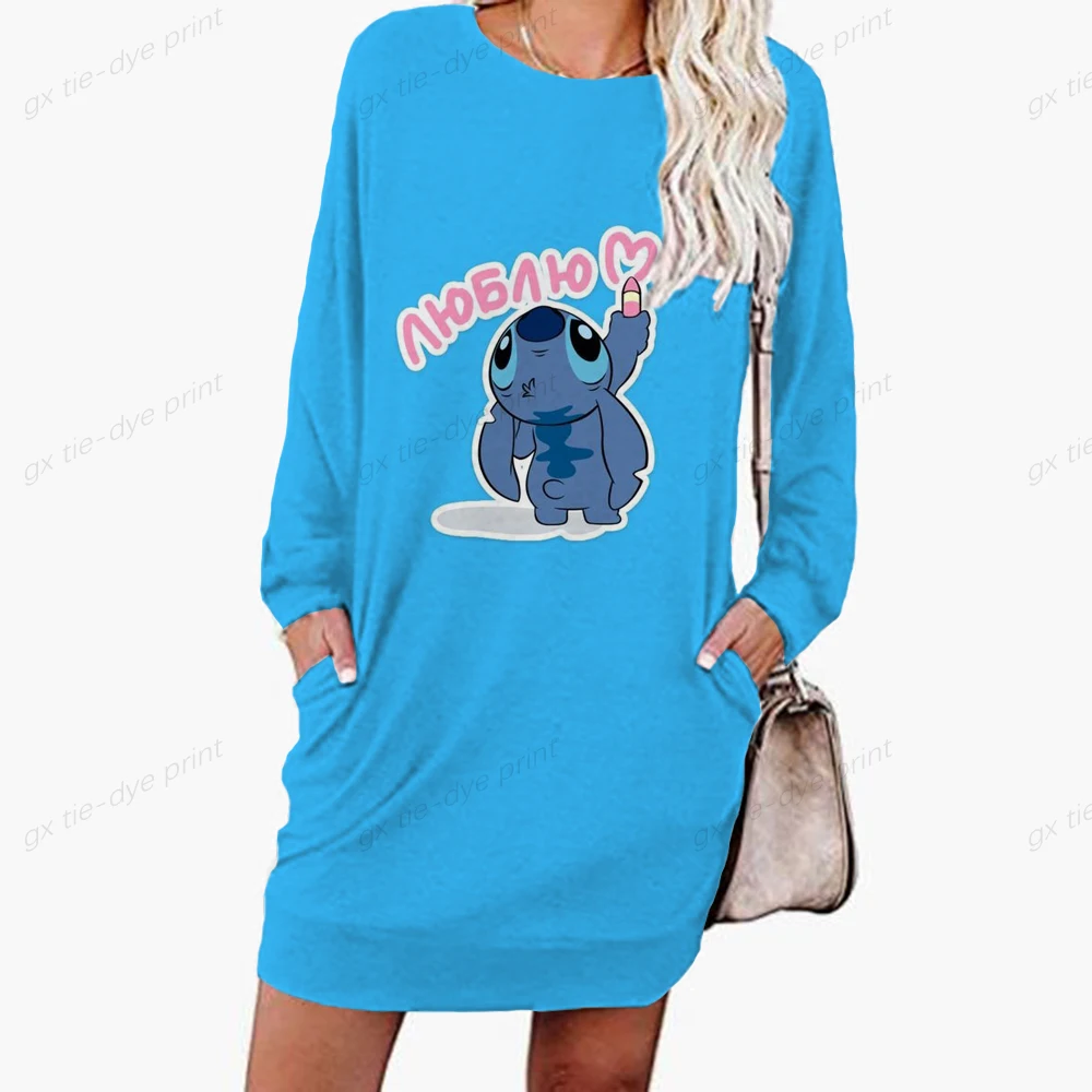 

Sweatshirt Women Disney Stitch Print Loose Casual Sweatshirts Streetwear Casual Autumn Winter Long Sleeve Sweatshirts Dress