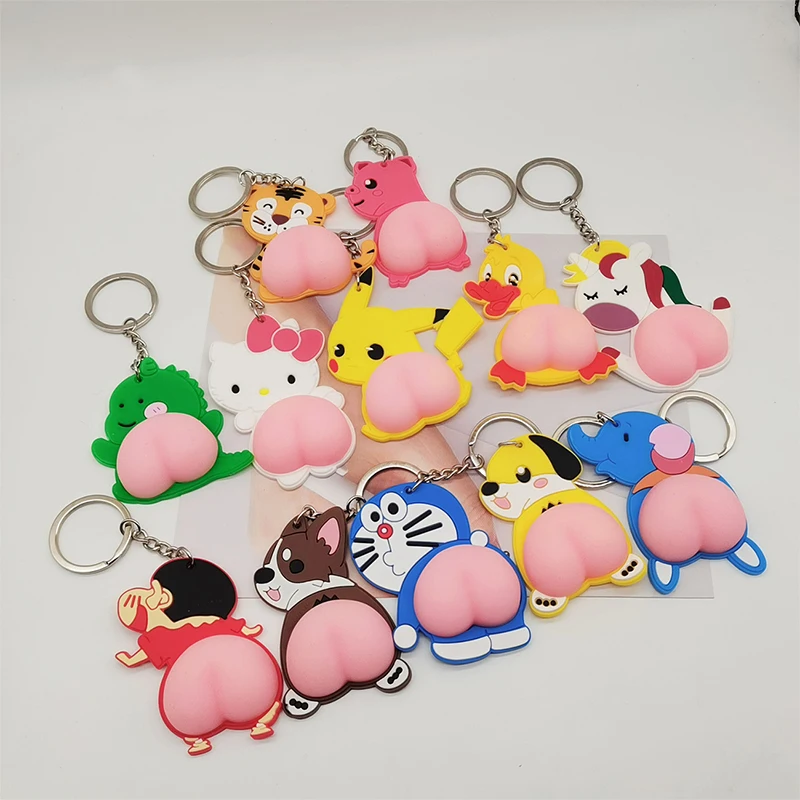 

Cartoon Animal Peach Buttocks Cute Butt Keychain Silicone Backpack Small Pendant
