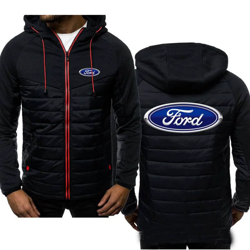 

2021 Winter Men's Hoodies ford Logo Coat Zipper Hooded Jacket Cotton Coat Slim Fit Fashion Thicken Warm Outwear Man Tracksuit