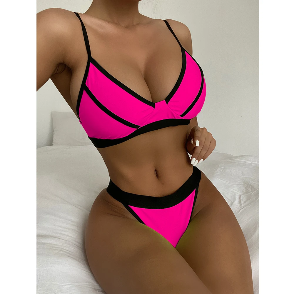 

Bikini 2022 New Sexy Splicing Swimwear Women Swimsuit Female Two Pieces Bikini Set Low Waist Bathing Suits Beach Wear Swim Lady