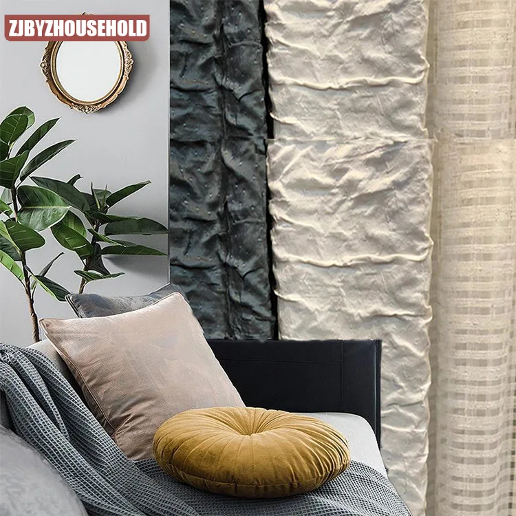 Роскошные двухслойные занавески с морщинами для гостиной в скандинавском стиле