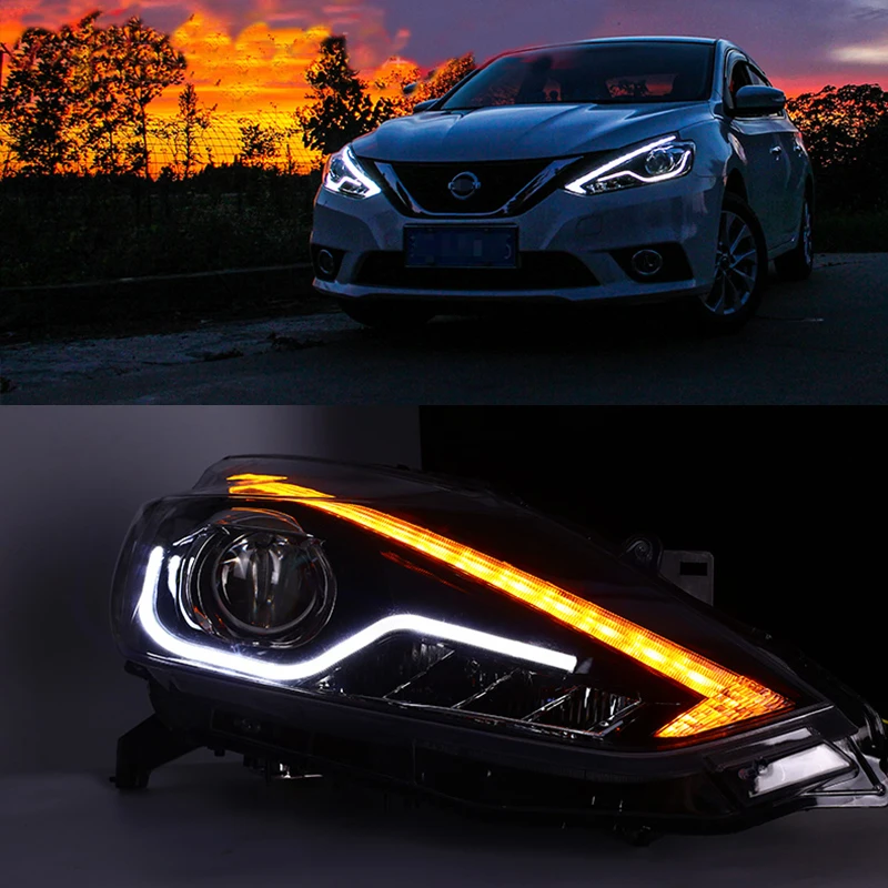 Для Nissan Sylphy 2016 2019 светодиодный ная фара DRL линза H7 D2H HID светодиодная автомобильный