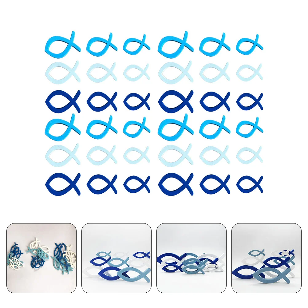 

90 шт., деревянные украшения для рыбы