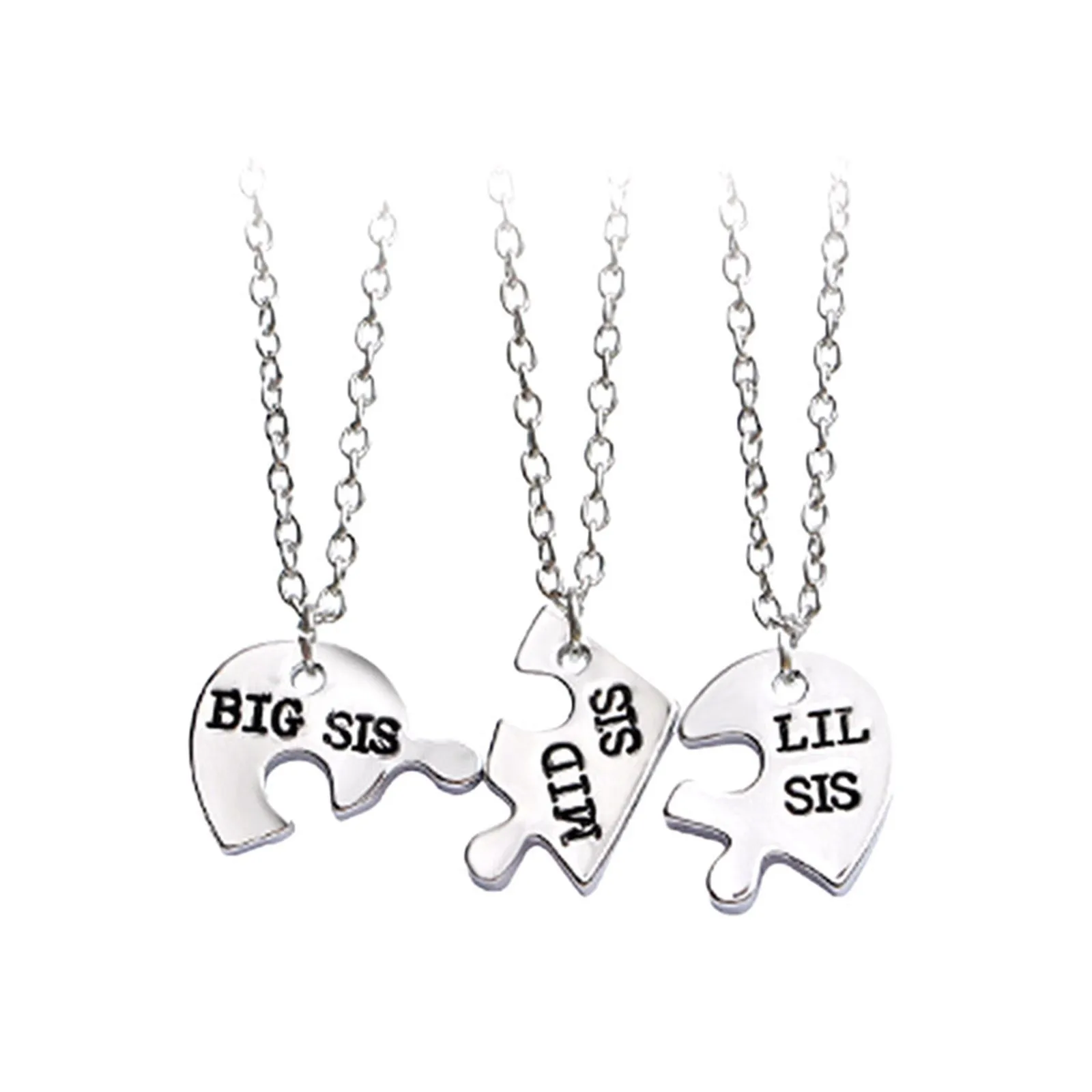 

Necklace Heart Love Little Puzzle 3pcs Middle Necklace Puzzle Big Sister Necklaces & Pendants