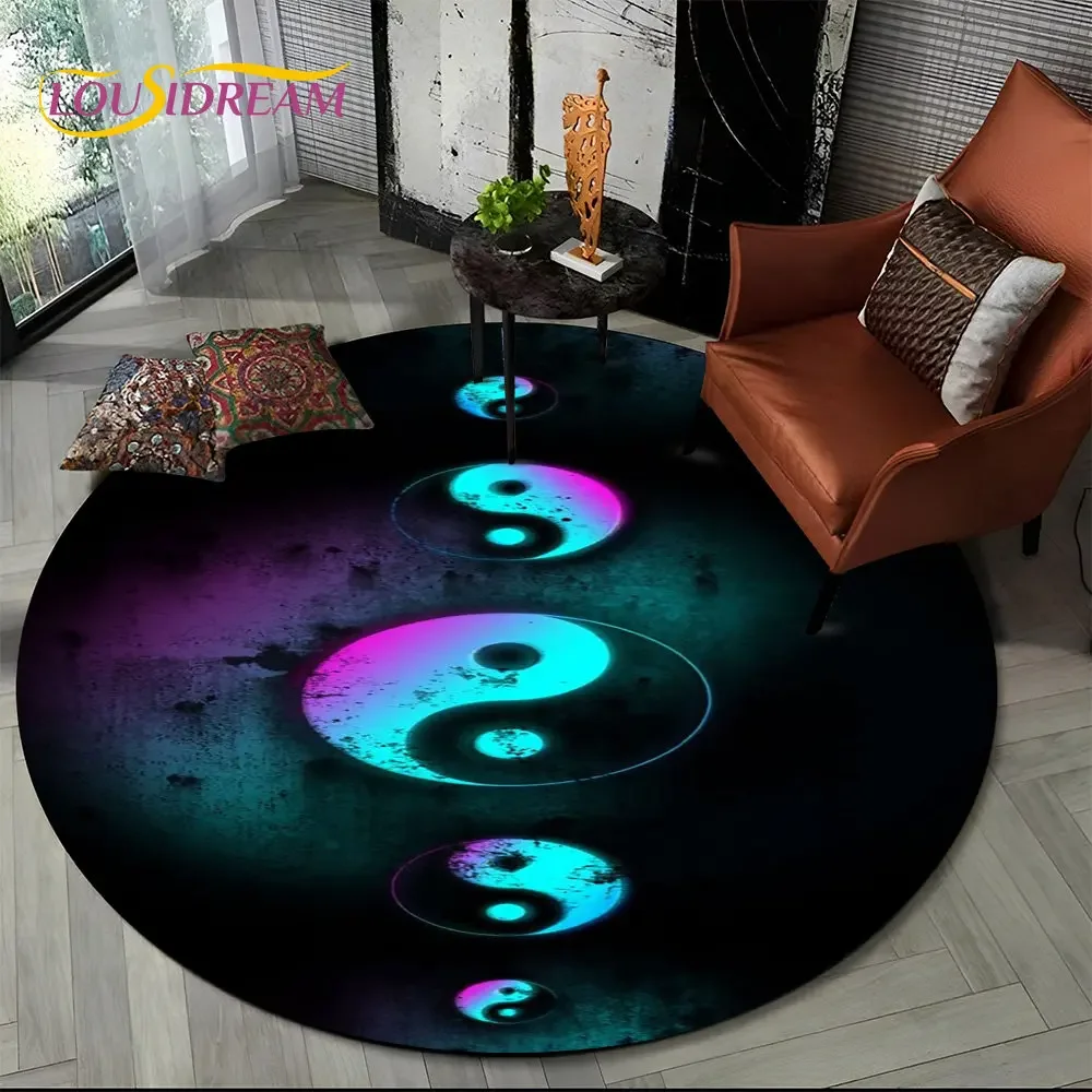 3D Chinese Tai Chi Bagua Yin Yang Round Area Rug Carpet for Living Room Bedroom Sofa Playroom Decor kids Non-slip Floor Mat