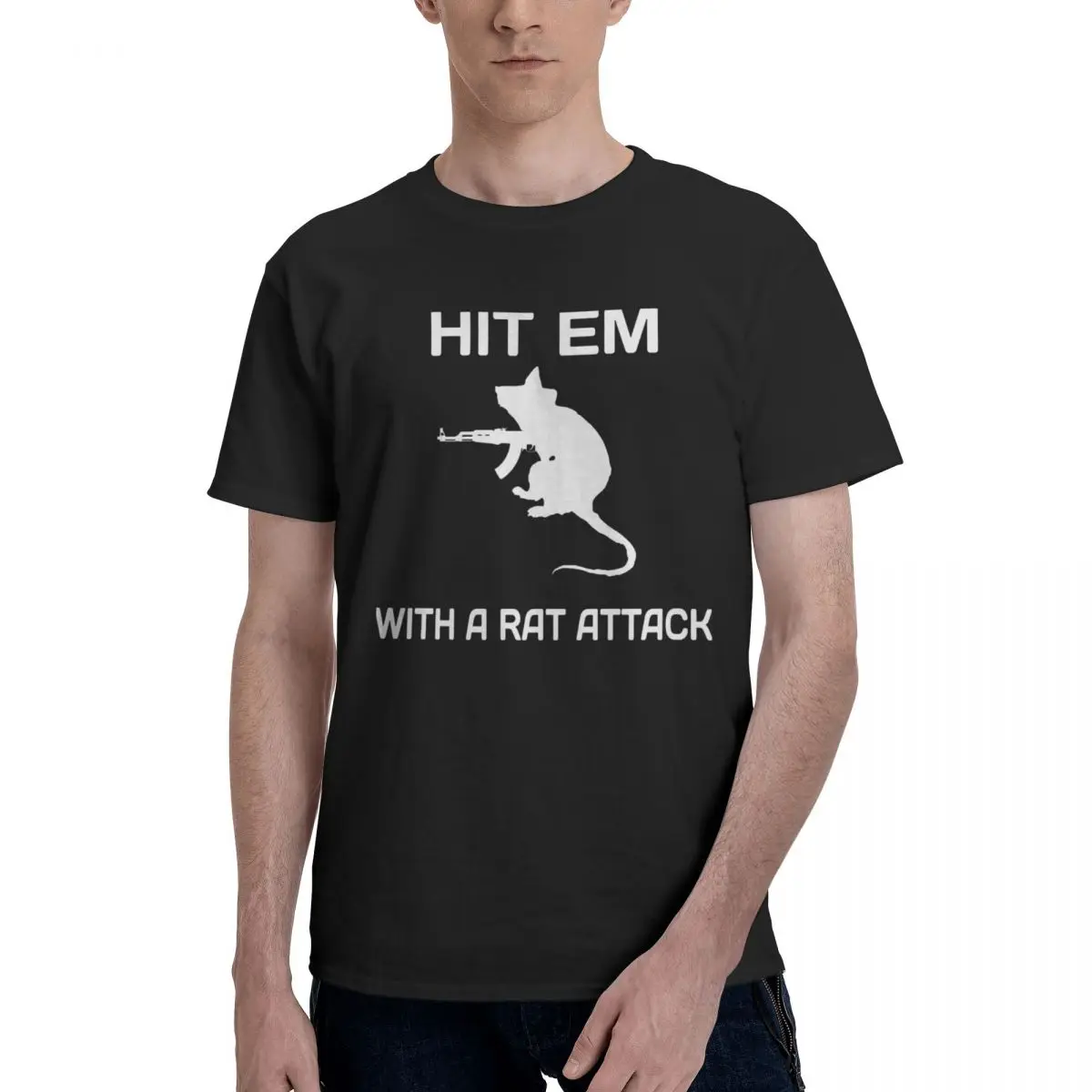 

Escape from Tarkov FPS RPG MMO Game 100% Cotton TShirts HIT EM WITH A RAT ATTACK Print Men's T Shirt Funny Clothing 6XL