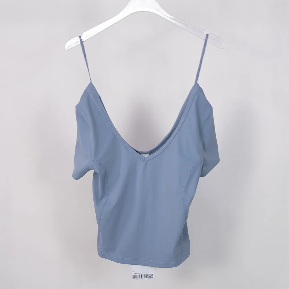 Lulu Summer New Sports Tank Top Open Waist Yoga Dress Casual Sports Short Sleeve