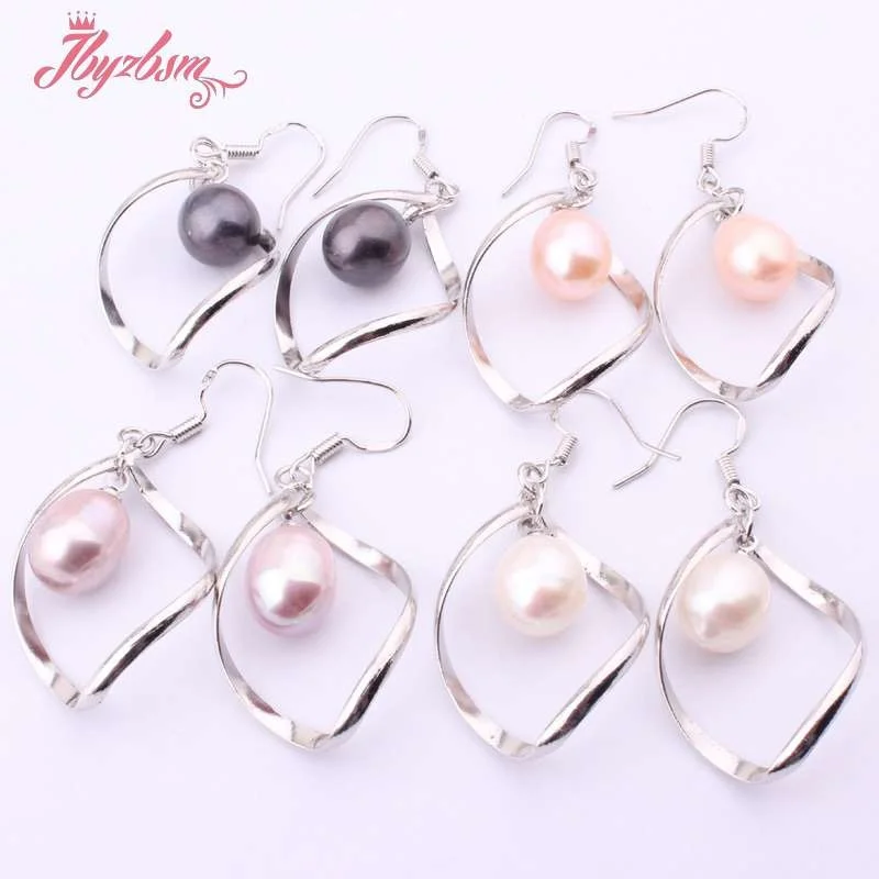 

9-11mm Natural Oval Freshwater Pearl Gem Stone Beads White Tibetan Silver Dangle Hook Earrings 1 Pair,Length:25mm,Free Shipping