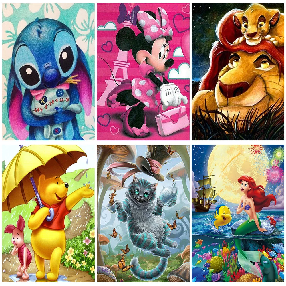 

Disney Cartoon Character Diamond Painting Cross Stitch Animal Diamond Mosaic Embroidery Kits Rhinestone Home Decor Gift