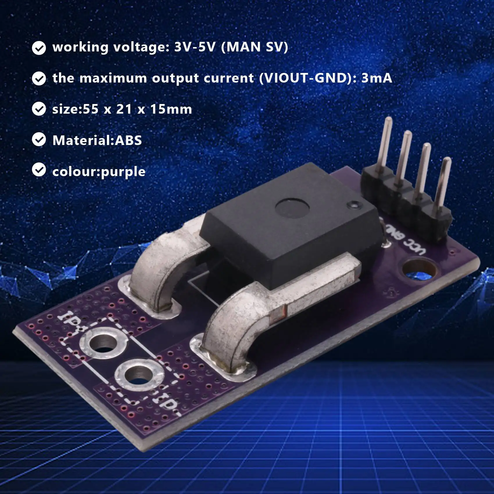 

ACS758 ACS758LCB-100B Current Module Linear Hall Current Sensor PFF-T Current Detection 3-5V