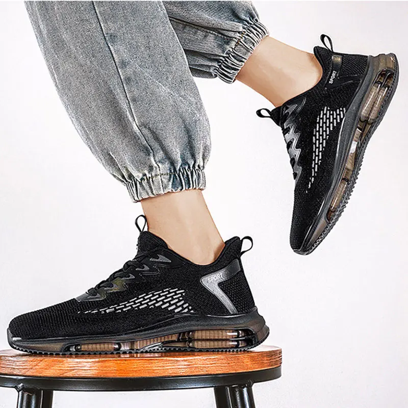 New Men's Mesh Breathable Sneakers Low-top Lightweight Trend Running Shoes Anti Skid Comfortable Outdoor Casual Sports Shoes