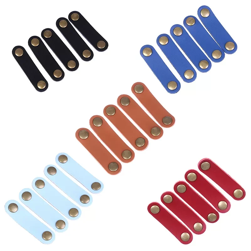 

5pcs Cable Holder Organizer Winder Genuine Leather Earphones Cable Management Wrapped Cord Line Wrap Wire wirding thread tool