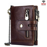 genuine leather rfid purse for men retro 13 card holders anti theft wallet