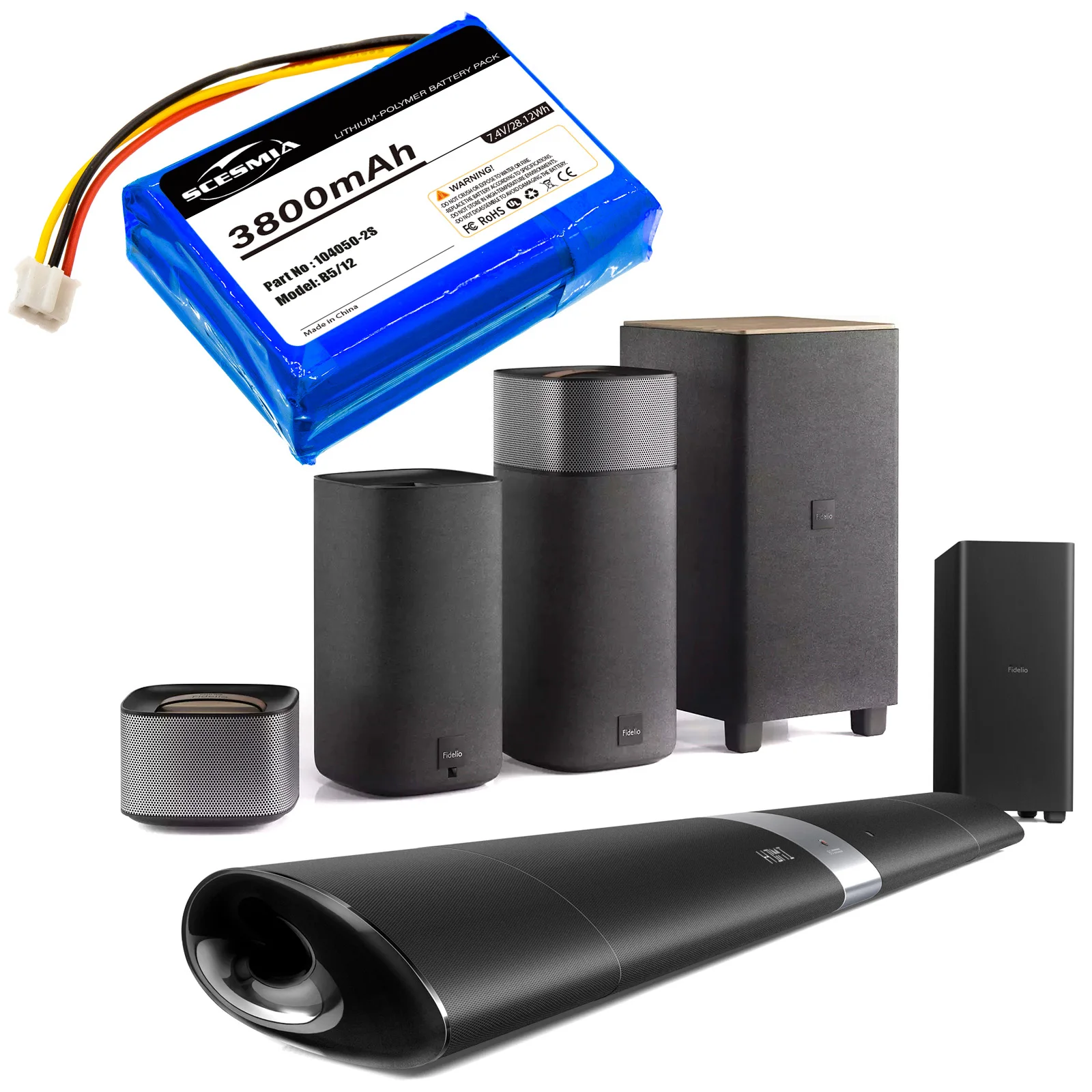 Аккумулятор 3800 мАч для колонок Philips Fidelio B5, B512, Fidelio HTL9100, Fidelio HTL9300, Fidelio Soundbar HTL9100, Fidelio E5 (art.: 3920dc6fe93f2) - 3920dc6fe93f2