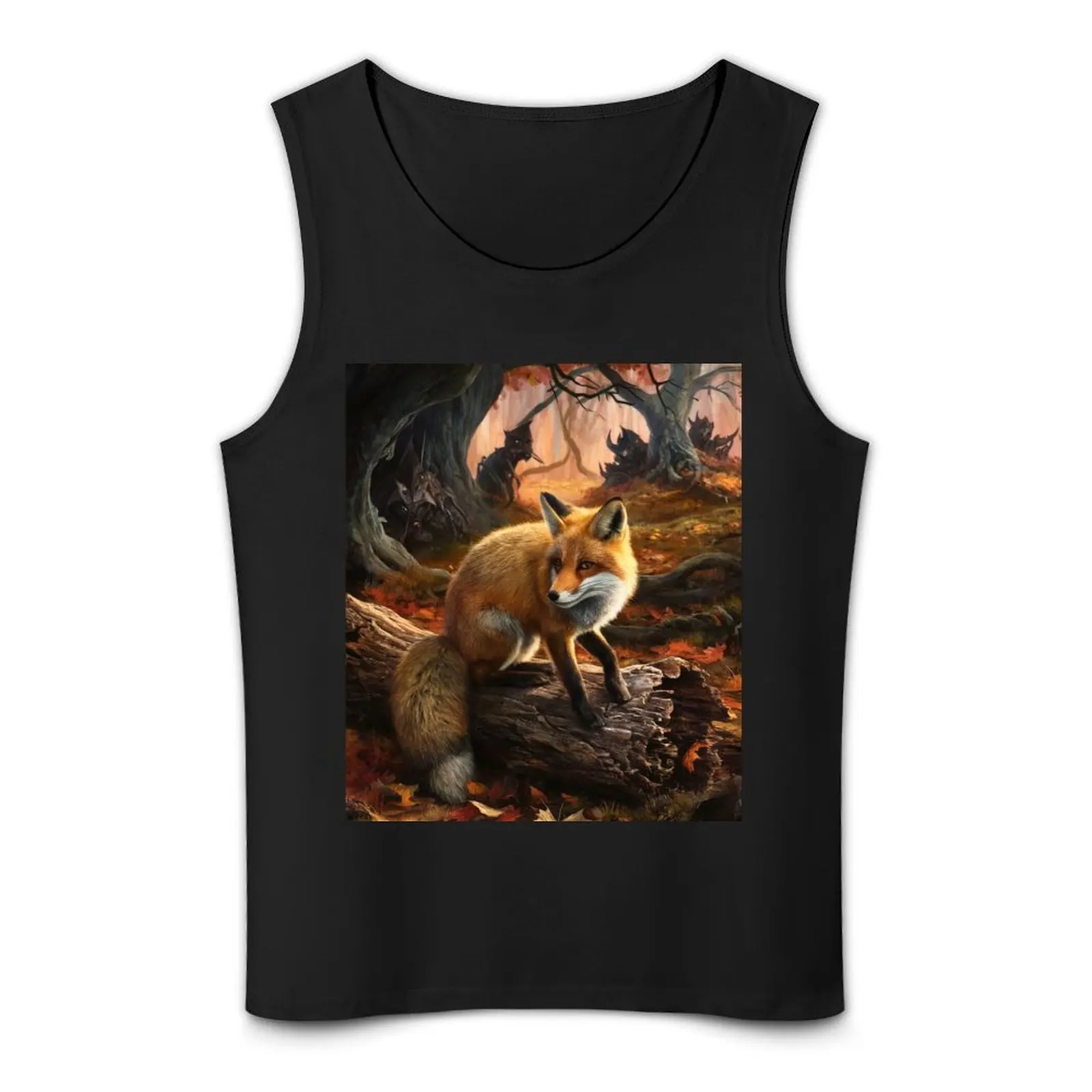 Портрет лисы. Осенняя лиса осенняя винтажная картина лисы майка в стиле