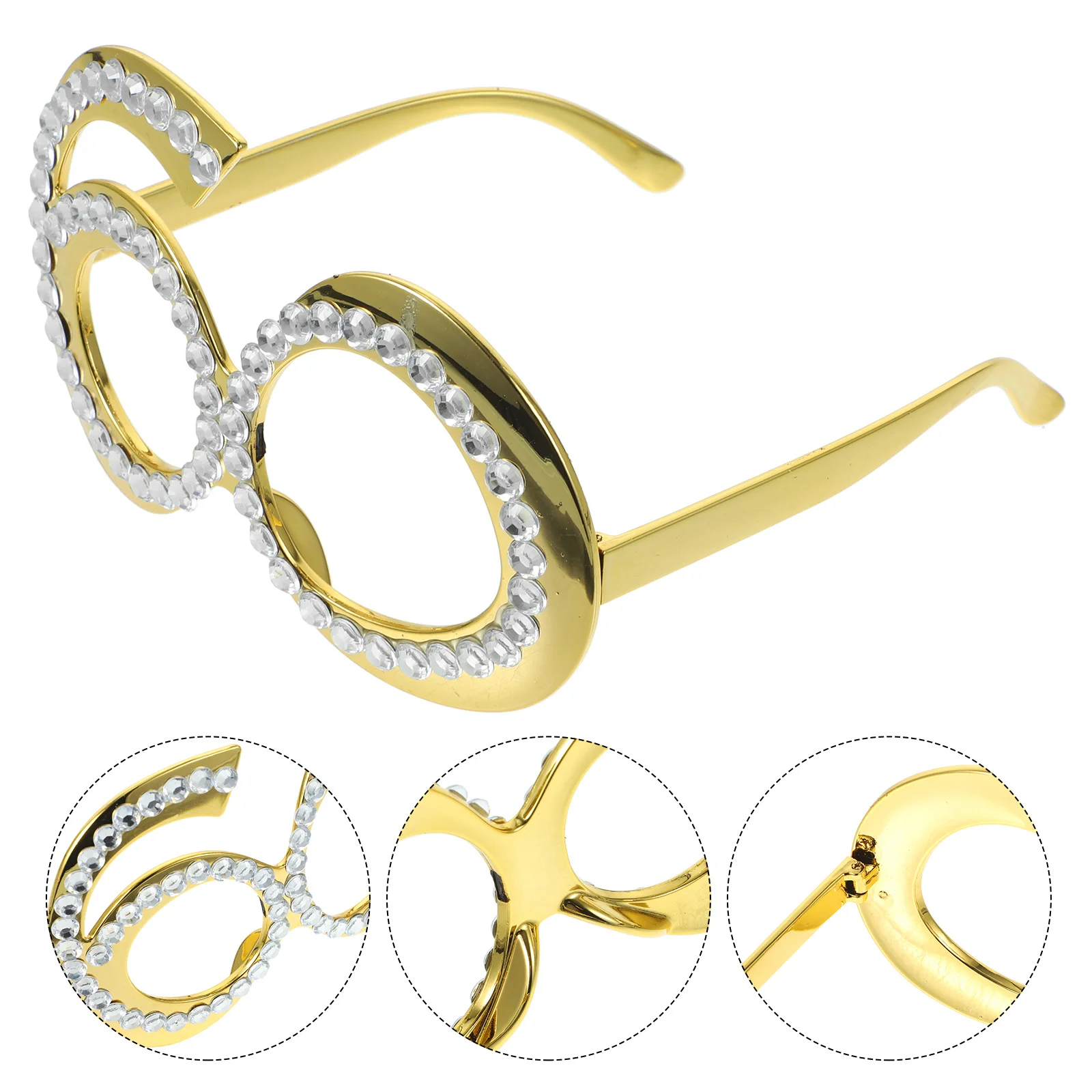 

Happy Birthday Anniversary Party Glasses For Gold Pretty Number Prop Props Plastic Eyeglasses Accessories Rhinestone Trim