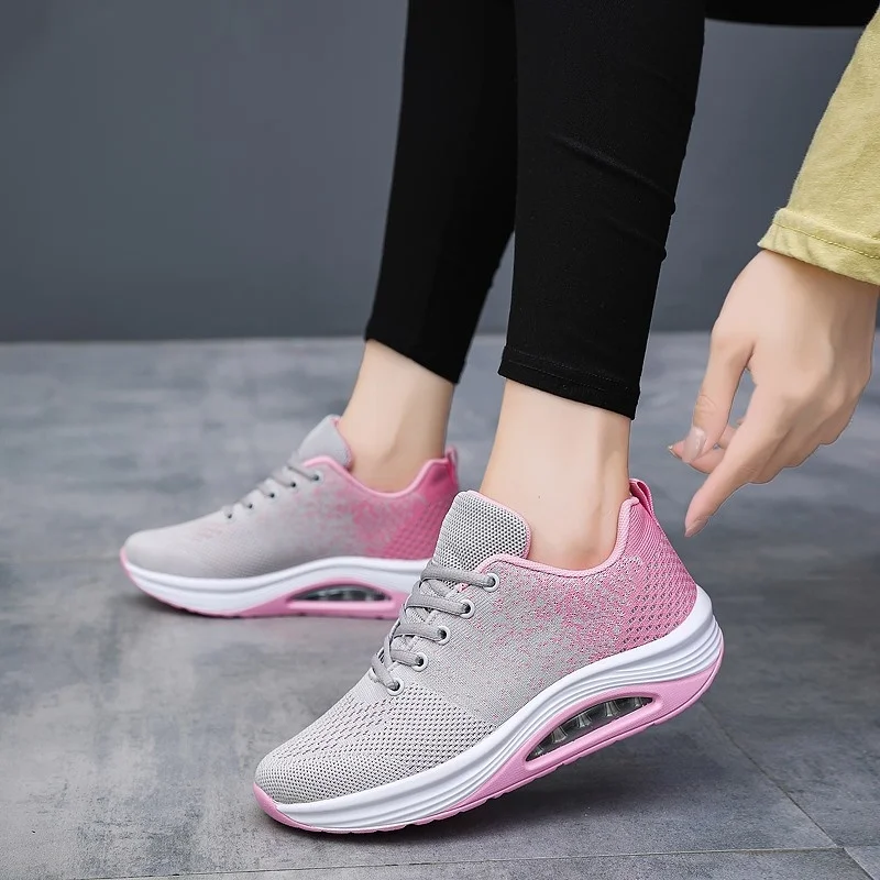 Женские кроссовки на платформе дышащая сетчатая обувь толстой подошве