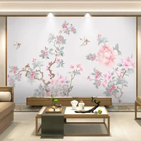custom hand drawn pink magnolia flower murals wallpaper living room bedroom background wall home decor fresco papel de parede 3d